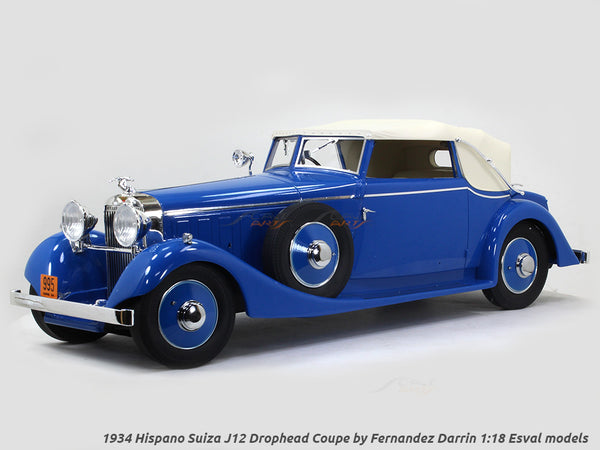 1934 Hispano Suiza J12 Drophead Coupe by Fernandez Darrin closed 1:18 Esval models scale car.