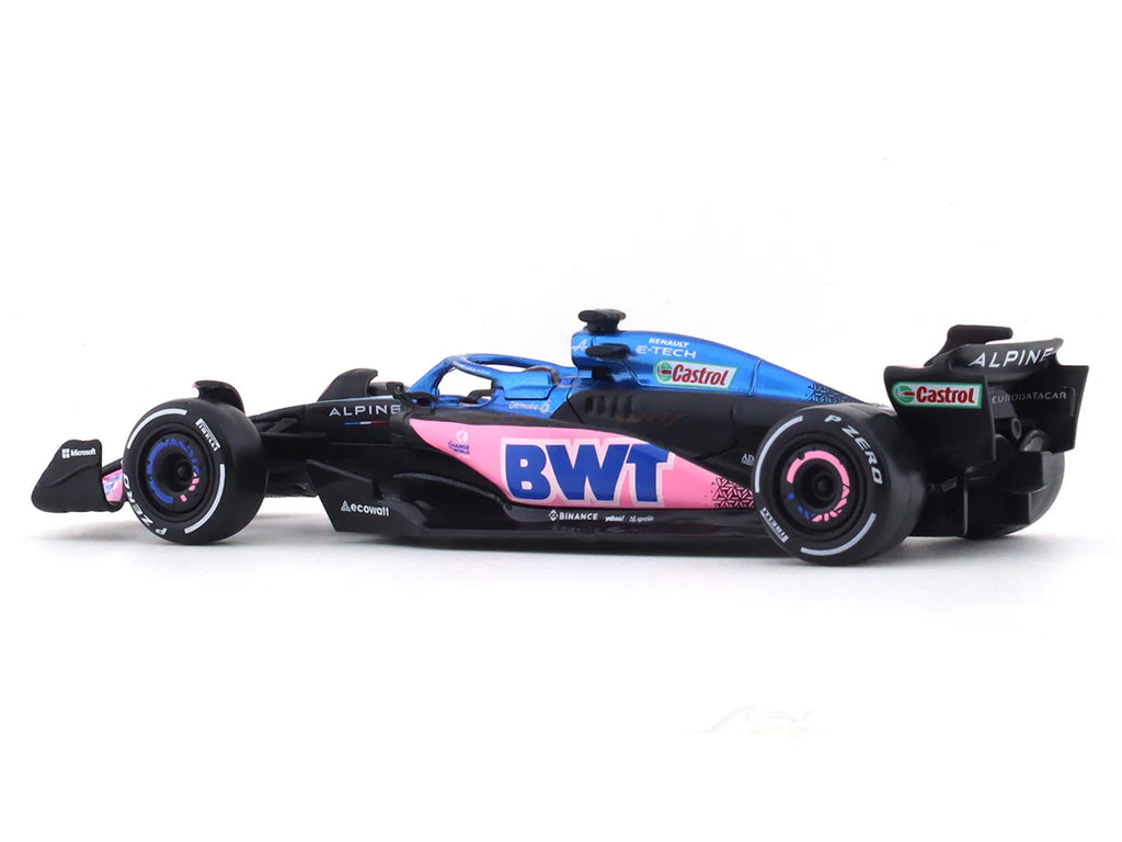 2023 BWT Alpine A523 Esteban Ocon 1:43 Bburago Formula 1 Diecast Scale Model Car - Rear View