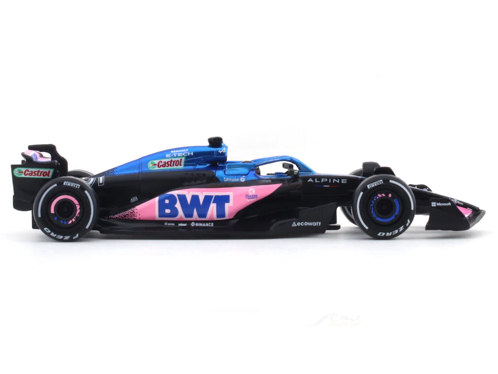 2023 BWT Alpine A523 Esteban Ocon 1:43 Bburago Formula 1 Diecast Scale Model Car - Top View